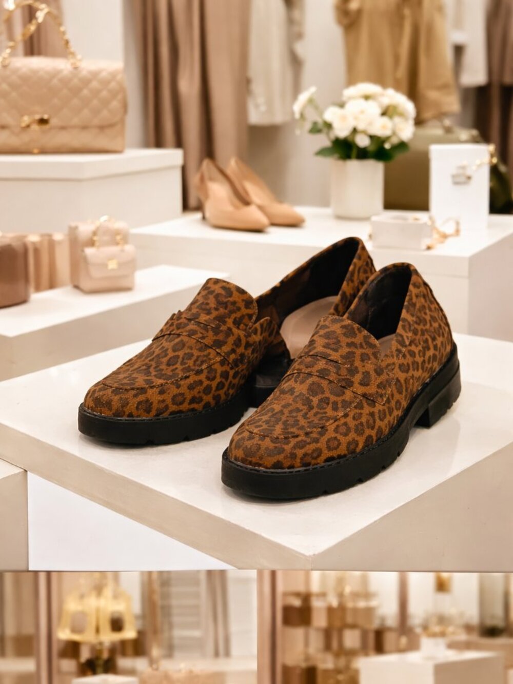 Leopard Print Loafers Chunky Sole Slip On Shoes Size 9 JF